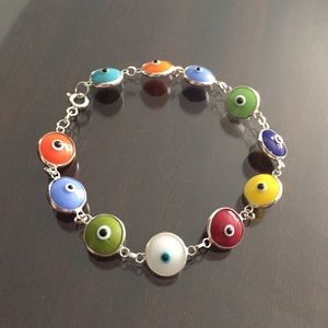 Sterling Silver Evil Eye Bracelet